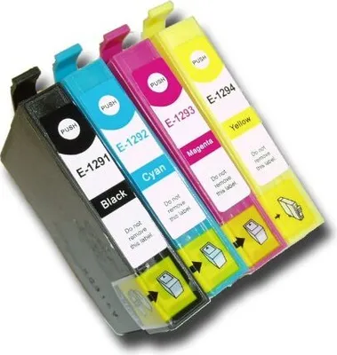 Image de 4 cartouches d'encre compatibles avec Epson T1291, T1292, T1293, T1294 pour BX305 BX320 BX525 BX535 BX625 BX630 BX635 BX925 BX935 Stylus SX230 SX235..