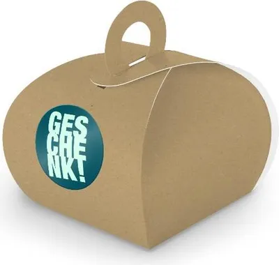 Produktbild von SET Geschenk (Motiv3) 24xGeschenkschachtel mit Griff braun + Sticker