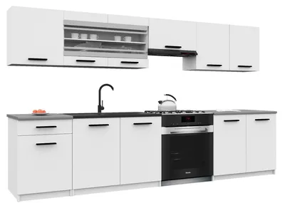 Immagine prodotto di Belini - Angolo cottura moderno ITALIA 4 - Mobili da cucina 260 cm bianco opaco - Cucina componibile con pensili, mobili base e piani di lavoro