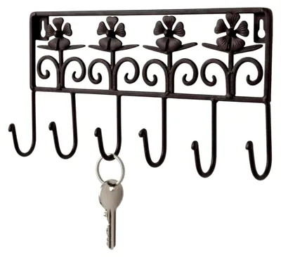 Produktbild von Schlüsselleiste im Landhausstil | 6 Haken Metall | Schlüsselhalter Hakenleiste Schlüsselbrett