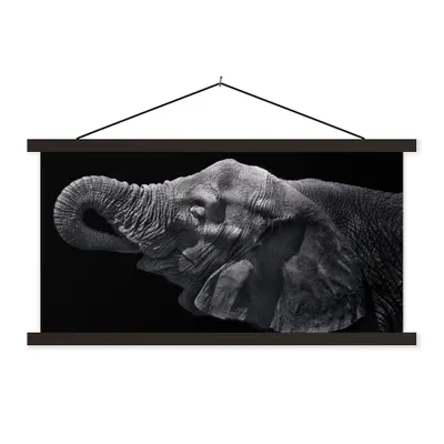 Produktbild von MuchoWow® Textilposter Elefant - Tiere - Schwarz - Natur 120x60 cm mit schwarzem Rahmen - Dekoration Schlafzimmer