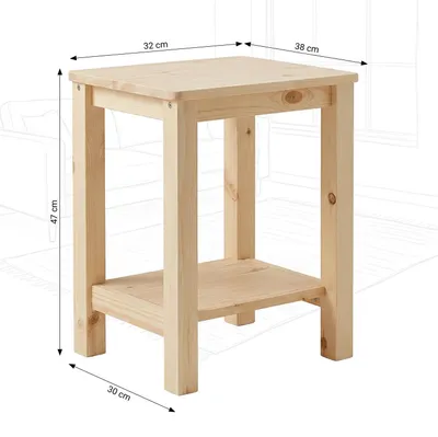Produktbild von Homestyle4u 1826, Beistelltisch Holz Natur Braun Couchtisch Wohnzimmer Nachttisch Nachtschrank Schlafzimmer