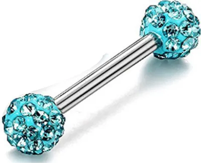 Produktbild von 1/4 Stücke Strass Runde Kugel Zunge Nase Stud Nippel Lip Piercing Frauen Schmuck-Blau