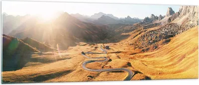 Produktbild von Bilder auf glas - Einteilig - Sonne Berge Weg - 140x50cm - Glasbilder - Wandbilder - Bilder - zum Aufhängen bereit - Wanddekoration aus Glas - Glas Bilder - Wandbild auf Glas - GAB140x50-4836