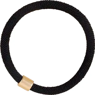 Produktbild von Tordiertes Haargummi mit goldener Kappe – Klassisch Schwarz