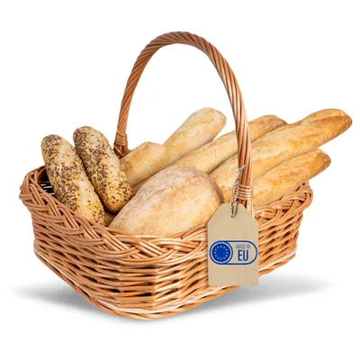 Immagine prodotto di Creative Home Vassoio in Vimini con Manico e Fondo in Compensato, 40x32 cm, per Pane, Frutta e Verdura, Rustico, Leggero, Robusto e Intrecciato a Mano