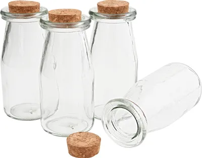 Produktbild von VBS Glasflasche mit Korken, 4 Stück