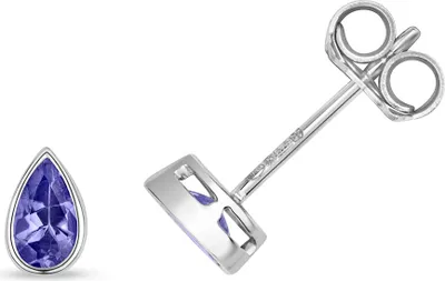 Produktbild von 9 Karat (375) Weißgold Damen - Paar Ohrstecker mit Tansanit - 6mm*4mm; TRS3142