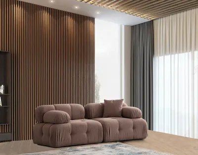 Produktbild von Hanah Home, Hochwertiges 2-Sitzer Sofa, Cappuccino, 200 x 100 x 80 cm | Buchenholz & Spanplatte, 100% Polyester, 28 DNS Schaum für Rücken | Modernes Design mit verstellbarem Mechanismus, pflegeleicht.