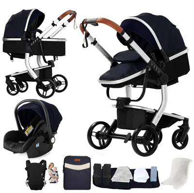Productafbeelding van Babywagen, 3-in-1 ontwerp, waterdicht materiaal, kleur: blauw (modelnummer: X518-YG)