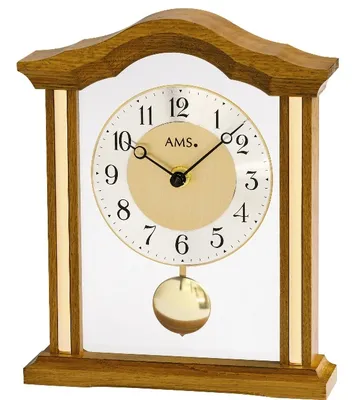 Image de AMS 1174/4 Horloge de table à quartz avec pendule analogique bois chêne avec verre