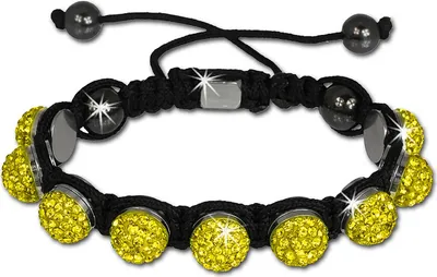 Produktbild von Shamballa Armband original Sterlinx mit 9 gelben Glitzerkugeln SHS90Y