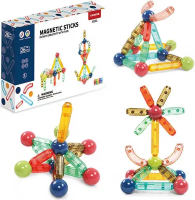 Immagine prodotto di Set di costruzioni magnetiche da 26 pezzi - Bastoncini magnetici trasparenti