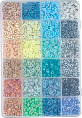 Produktbild von Polymerperlen in Blau- und Grüntönen