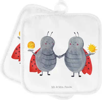Produktbild von Mr. & Mrs. Panda Topfuntersetzer Sternzeichen Zwilling - Weiß - Geschenk, Marienkäfer, Zwillingsschwester, topfhalter, Ofenlappen, Topflappen Set, Topflappenset