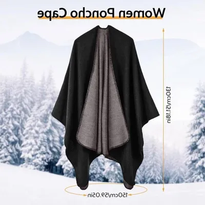 Stilvolle Damen Ponchos und Capes - Warme Schals und Strickplaids für den Winter, Schwarz und kariertes Design