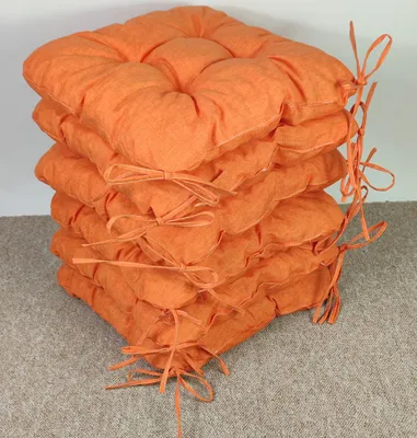Produktbild von Set 6 x Stuhlkissen/Sitzkissen Lara 38 x 38 cm Dicke 8 cm, Fb. Colore Arancione (orange) mit Schleifen