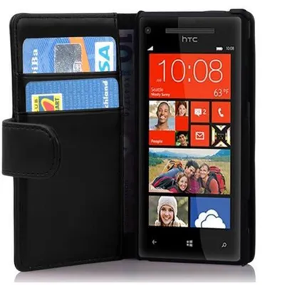 Obrázok produktu pre Cadorabo Case for HTC 8X Protective Case in Black Ochranné puzdro na mobilný telefón Book Case Etui Cover