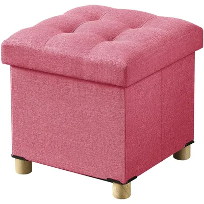 Image de Boîte de rangement pliante de style ottoman, avec pieds en bois