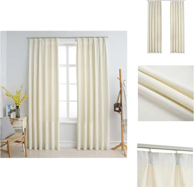 Obrázok produktu pre vidaXL Zatemňujúce závesy s háčikmi 2 ks zamatové krémové 140x175cm - Záclony a závesy