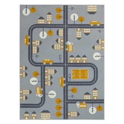 Zdjęcie produktu dla Dywan dziecięcy 160x220cm, szare uliczki do zabawy, miękki włosie