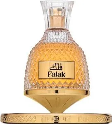 A perfume bottle on a stand.