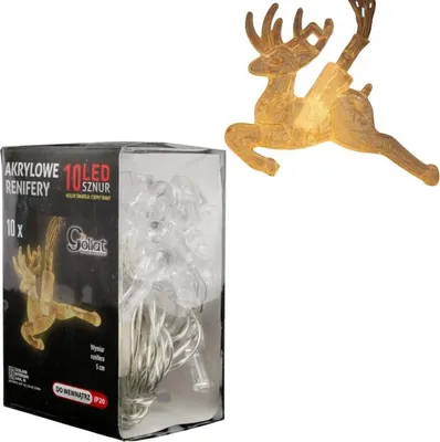 Productafbeelding van Kerstverlichting met een rendiermotief van acryl, 10 LED's, werkt op batterijen