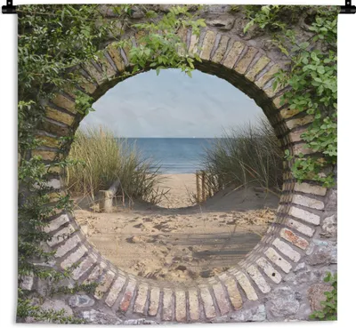 Produktbild von MuchoWow® Wandteppich Wandbehang Aussicht - Strand - Düne - Sommer 90x90 cm Tapisserie Dekoration Wandtuch - Wandaufhänger