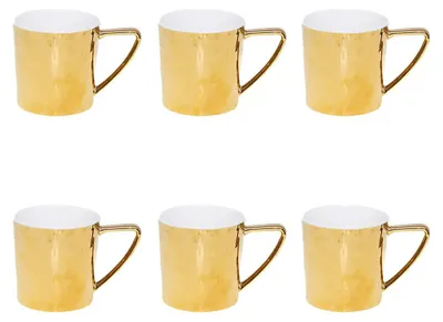 Produktbild von Weiß-goldene Porzellan-Tasse, 340 ml