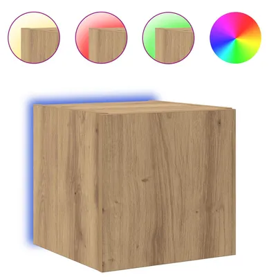 Obrázok produktu pre vidaXL TV skrinka s LED osvetlením, v štýle umeleckého remesla, dub, 30,5 x 35 x 30 cm