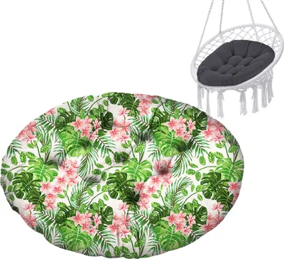 Produktbild von Hängesessel Kissen, Polster Bodenkissen für Schwenksessel, Auflage für Baumwoll Hängeschaukel, Papasansessel, Hängekorb, Hängestuhl, Durchmesser 90 cm, Palm hell [114]