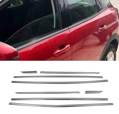 Productafbeelding van OMAC Zier- en beschermstrip voor de deur, raam of kozijn, type 5719141B, geschikt voor het plaatsen of vervangen van ramen, compatibel met de PEUGEOT 3008 SUV (model M), gemaakt van roestvrij staal voor Peugeot 3008