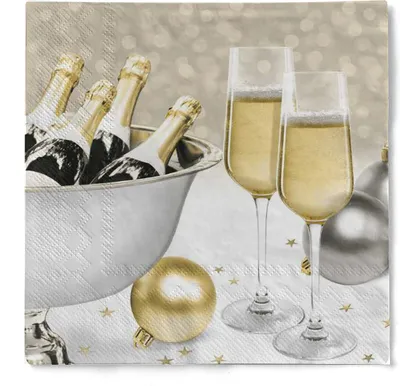 Produktbild von Tissue Serviette Secco, 3-lagig, 33 x 33 cm, 100 Stück - Mank - Silvester Party