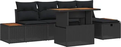 Immagine prodotto di vidaXL Set di divani da giardino 6 pezzi in polirattan nero
