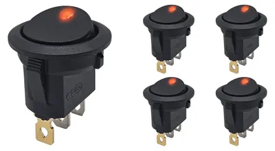 Produktbild von ProRide Wippschalter KCD2-12, 3-polig, 12 V/20 A, rote LED, 5 Stück