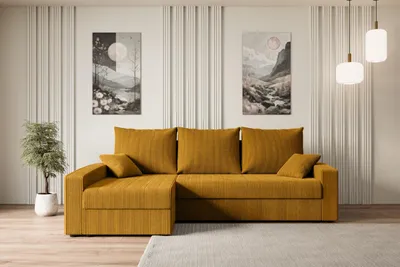Produktbild von ALTDECOR Ecksofa mit Schlaffunktion und Bettkasten Corner Sofa Bett Eckcouch Couch L-Form Schlafcouch Ausziehbar Wohnlandschaft Schlafsofa Cauchsofa  ALESIA-L -231x140x90 cm Senfgelb