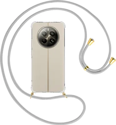 Produktbild von Handykette Backcover-Schutzhülle mit Band (Metall goldfarben) für Realme 12 Plus 5G / Narzo 70 Pro 5G - silbergrau