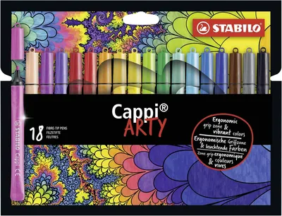 Produktbild von STABILO Set mit 18 Stiften – Filzstifte mit Kappe – Cappi ARTY – Verschiedene Farben