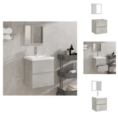 Image de vidaXL Armoire de salle de bain avec miroir gris béton Bois composite - Ensembles de meubles de salle de bain
