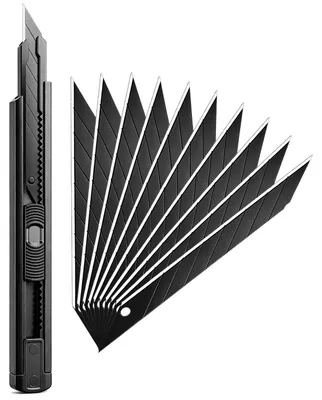 Produktbild von Cuttermesser mit 10 Ersatzklingen 9mm, Teppichmesser Kartonmesser Allzweckmesser