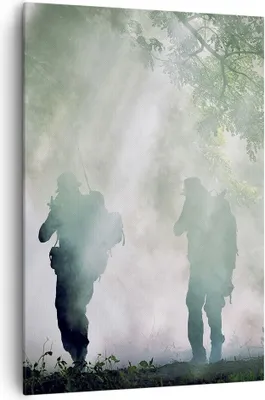 Produktbild von Bild auf Leinwand - Leinwandbild - Einteilig - Soldat Gewehr - 70x100cm - Wand Bild - Wanddeko - Wandbilder - Leinwanddruck - Kunstdruck - Wanddekoration - Leinwand bilder - Wandbild - PA70x100-3976