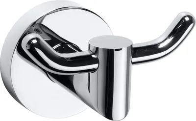 Produktbild von BOMEGA Doppelkleiderhaken Messing Chrom poliert 85x55x70 mm für Bad & Küche >> zum Bohren oder Kleben