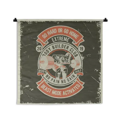 Produktbild von MuchoWow® Wandteppich Wandbehang Mancave - Gewichte - Sport - Vintage 150x150 cm Tapisserie Dekoration Wandtuch - Wohnaccessoires - Modernes