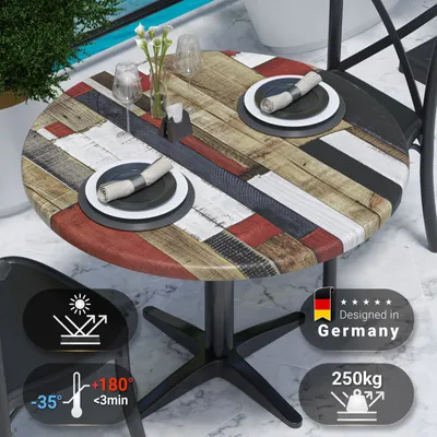 Produktbild von JAMAIKA | Bistro Außen Tischplatte | Ø 60 cm | Vintage Bunt | Rund | Topalit Tischplatte