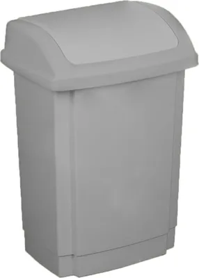 Zdjęcie produktu dla plast team 13410803 plast team pojemnik na odpady z uchylną pokrywą, 25 litrów, srebrny