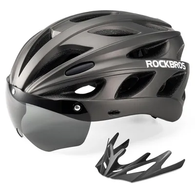 Produktbild von ROCKBROS Fahrradhelm Rennrad Helm Radhelm mit Abnehmbaren Visier Cityhelm Leichter Stadthelm für Damen und Herren MTB Titan M