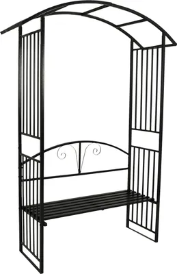 Produktbild von DEGAMO Rosenbogen Torbogen Rankhilfe AVIGNON 220x155cm mit Sitzbank, Metall schwarz
