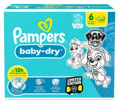 Produktbild von Pampers Baby-Dry Windeln Paw Patrol Edition Größe 6 3-18 kg 164 Stück