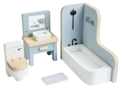 Immagine prodotto di Bigjigs Mobili in legno per casa delle bambole - Bagno - 4 pezzi