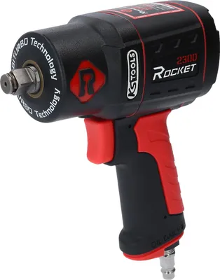 A black and red pneumatic impact wrench is shown against a white background.